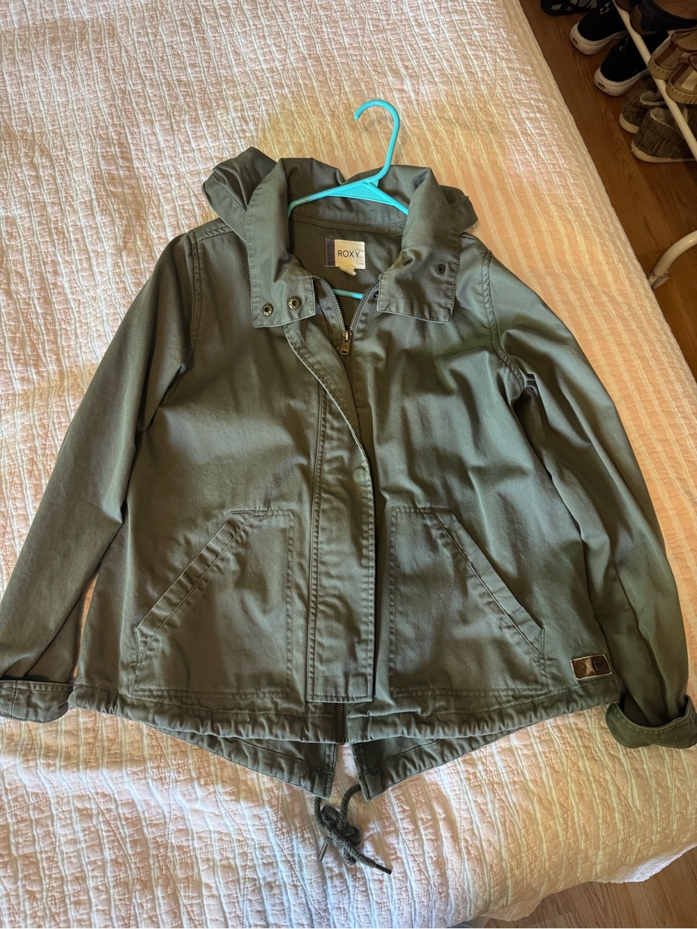 Roxy Olive Green Hooded Utility Jacket - Women’s Lightweight Anorak